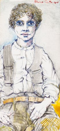 BRUNO CARUSO (Palermo 1927) TECNICA mista "giovane", firmato in alto a...