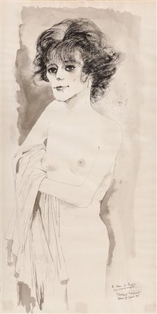 BRUNO CARUSO (Palermo 1927) TECNICA mista "nudo femminile". Misure: cm 58 x 29