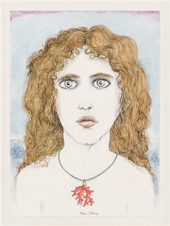 BRUNO CARUSO (Palermo 1928) TECNICA mista su cartoncino "ritratto femminile...