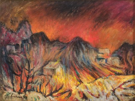 GIANBECCHINA (Sambuca di Sicilia 1909 - Palermo 2001) OLIO su tela "lava",...