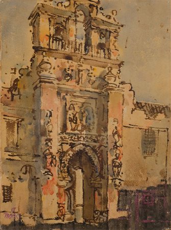 GINO MORICI (Palermo 1901 - 1972) TECNICA mista su carta applicata su...