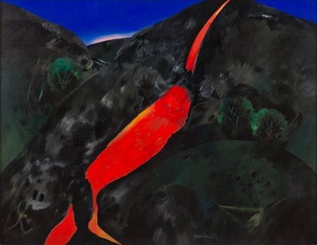 GIGI MARTORELLI (Palermo 1936 - 2015) OLIO su tela "Etna". Datato 1992...