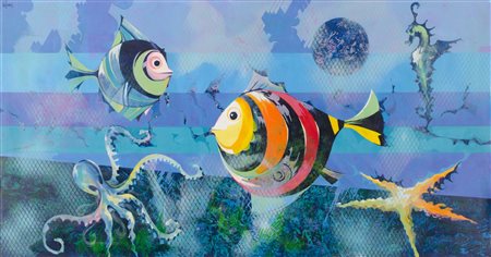 FRANCO LO CASCIO (Palermo 1942) OLIO su tela "fondale marino", firmato in...