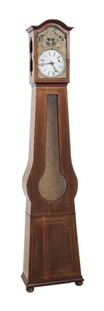 OROLOGIO a torre con cassa in mogano con tarsie in bosso (macchinario...