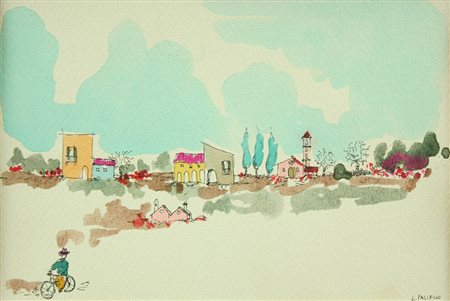 Luigi Pacifico lotto unico di n°4 acquerelli su cartoncino senza titolo, cm...