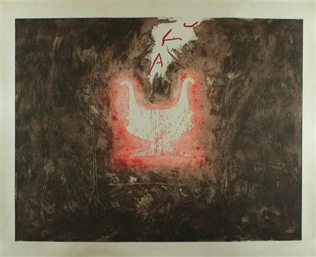 Omar Galliani acquatinta acquaforte senza titolo, cm 106,5x127,5 F.to e...