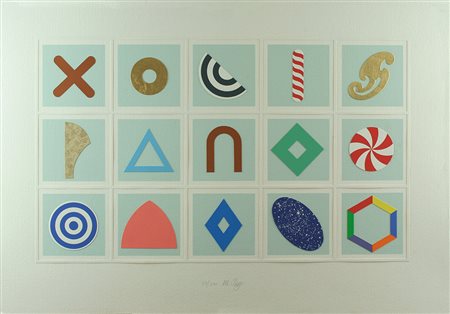 Lucio del Pezzo serigrafia fustellata senza titolo, cm 70x100 F.to e numerato...