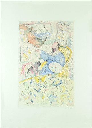 Antonio Possenti incisione colorata senza titolo, cm 60x80 F.to in b a dx...