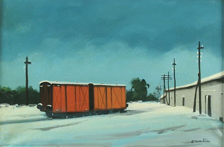 Enotrio Pugliese olio su tela senza titolo, cm 40x60 F.to in b a dx...