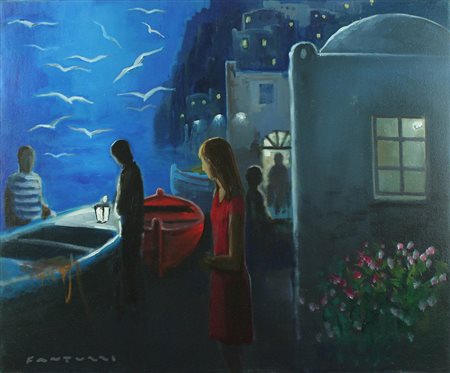 Eliano Fantuzzi olio su tela senza titolo, cm 50x60 F.to in b a sx Al retro...