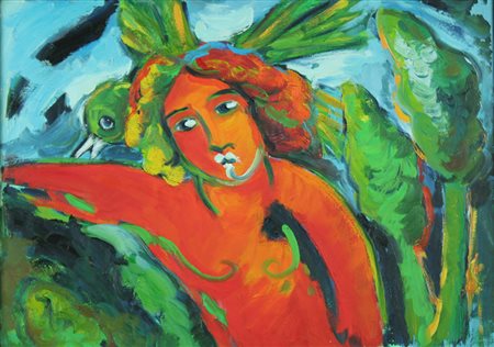 Mimmo Germanà olio su tela, 1989 senza titolo, cm 50x70 Foto e certificato di...