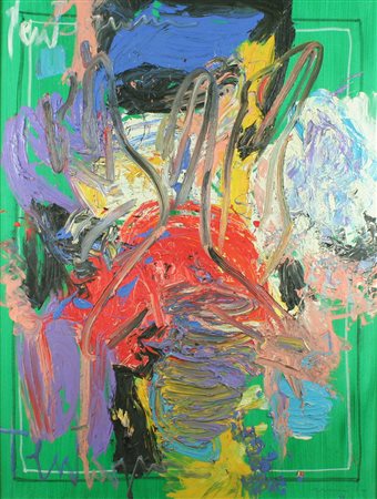 Giorgio Moiso olio su tela "Tentazioni", cm 120x90 F.to in b a dx F.to e...