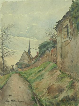 pittore francese dell''800 acquerello su carta, 1910 senza titolo, cm 30x23...