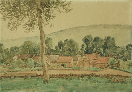 pittore francese dell''800 acquerello su carta, 1912 senza titolo, cm 36,5x25...