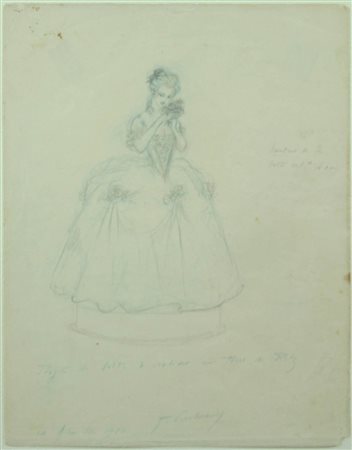 pittore francese dell''800 disegno, 1922 "Progetto per carillon", cm 23x18...