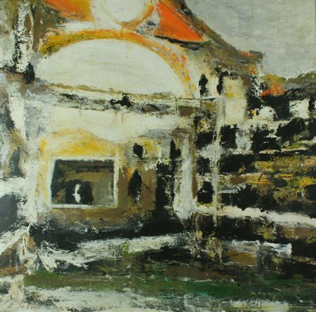 De Tullio acrilico su tela, 2009 "The day after (Petruzzelli)", cm 90x90 F.to...