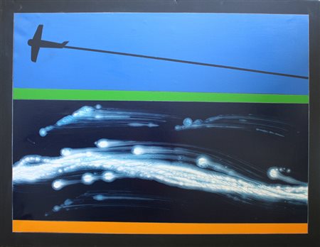 Franco Angeli smalto su tela, 1987 "Primavera", cm 100x130 F.to al retro...