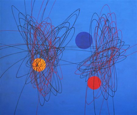 Roberto Crippa olio su tela, 1951 "Spirali", cm 60x70 F.to e datato al retro...