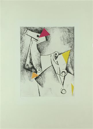 Marino Marini acquaforte, 1971 "Geometria", cm 53,5x76,5 F.to in b a dx...