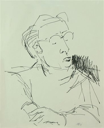 Gualtiero Nativi china su carta, anni '40 "Figura maschile", cm 30x24 Opera...