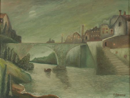 Francesco Speranza olio su compensato senza titolo, cm 35,5x47 F.to in b a dx