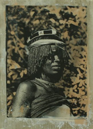Pino Pascali tecnica mista su acetato e cartoncino, 1964 "Aborigena", cm...