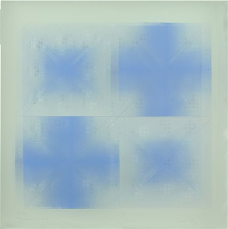 Alberto Biasi serigrafia a colori con supporto doppio, 1970 "Trasparenza...