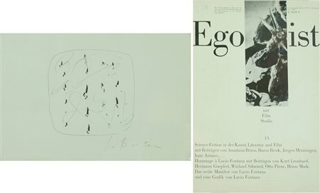 Lucio Fontana litografia, 1967 senza titolo, cm 21,8x33 F.to in lastra Opera...