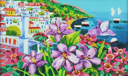 Athos Faccincani olio su tela "Angolo di cotto rosso", cm 30x50 F.to in b a...