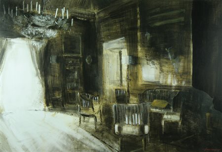 Tina Sgrò acrilico su tela, 2012 "Interno", cm 130x90 Firma dell'artista al...