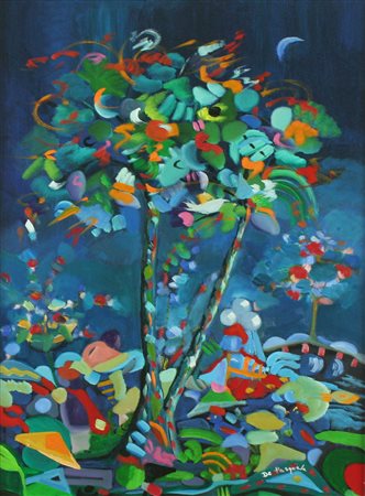 Maria De Pasquale olio su tela, 2016 "Aria di festa", cm 50x70 F.to al retro...