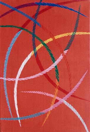 Piero Dorazio olio su tela , 1993 "Bistrot I", cm 50x35 F.to datato e...