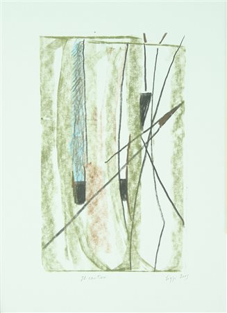 Gastone Biggi pastelli e matite su carta, 2005 "Il cantiere", cm 33x24 F.to e...