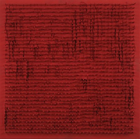 Bernard Aubertin chiodi su tavola, 1970 "Tableau clous", cm 40x40 F.to e...