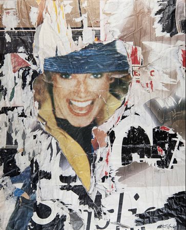 Mimmo Rotella manifesto strappato ed incollato su tela, 1968-1990 "Ritratto...