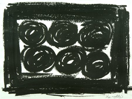 Jannis Kounellis catrame su carta, 1996 senza titolo, cm 37x45 F.to in b a dx...