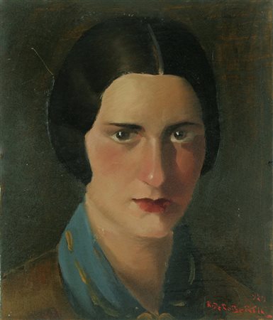 Roberto De Robertis olio su tavola senza titolo, cm 25x30 F.to in b a dx Al...