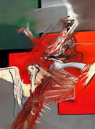 GIANGIACOMO SPADARI 1938 - 1997 Racconto di un fatto, 1962 Olio su tela, cm....