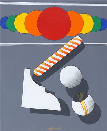 LUCIO DEL PEZZO 1933 Senza titolo, 1969 Acrilico e collage su tavola, cm. 26...