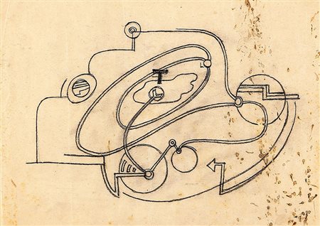 MINO DELLE SITE 1914 - 1996 Viaggi interplanetari, 1936 Matita su carta, cm....