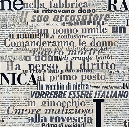 NANNI BALESTRINI 1935 Centrato n. 9, 1964 Collage su carta, cm. 22,5 x 22,5...