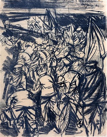 GIUSEPPE ZIGAINA 1924 - 2015 Senza titolo, 1950 Carboncino su carta, cm. 56 x...