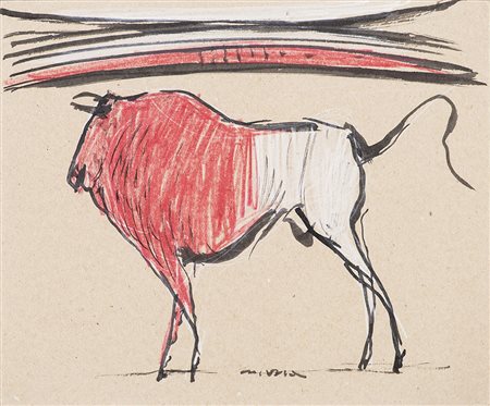 MAX MARRA (1950)Toro, 2000 Tecnica mista su compensatoCm 20,7x24,6Firma al...