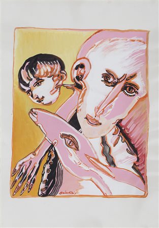 REMO BRINDISI (1918-1996)Pastorale, 1977 Tempera su cartaCm 70x50Firma al...