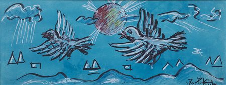 IBRAHIM KODRA (1918-2006)Vola Libera, 1997 Olio e tecnica mista su telaCm...