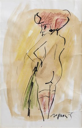 FRANCO ROGNONI (1913-1999)Senza Titolo Acquerello e tecnica mista su cartaCm...