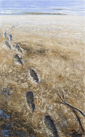 DAVIDE FRISONI (1965)A Riva, 2010 Olio, acrilici e quarzo su telaCm...