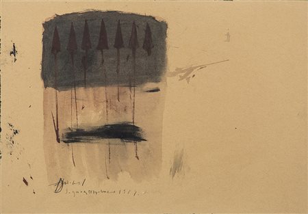 PIERO PIZZI CANNELLA (1955)Sogno a mezzanotte, 1989 Tecnica mista su cartaCm...