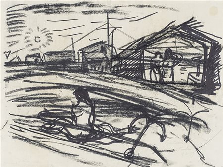 LUIGI BARTOLINI (1892-1963)Senza Titolo, 1959 China e carboncino su cartaCm...