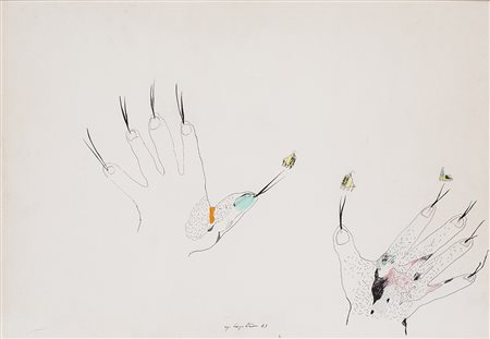 UGO LA PIETRA (1938)Senza Titolo, 1983 Tecnica mista su cartaCm 50x70Firma e...